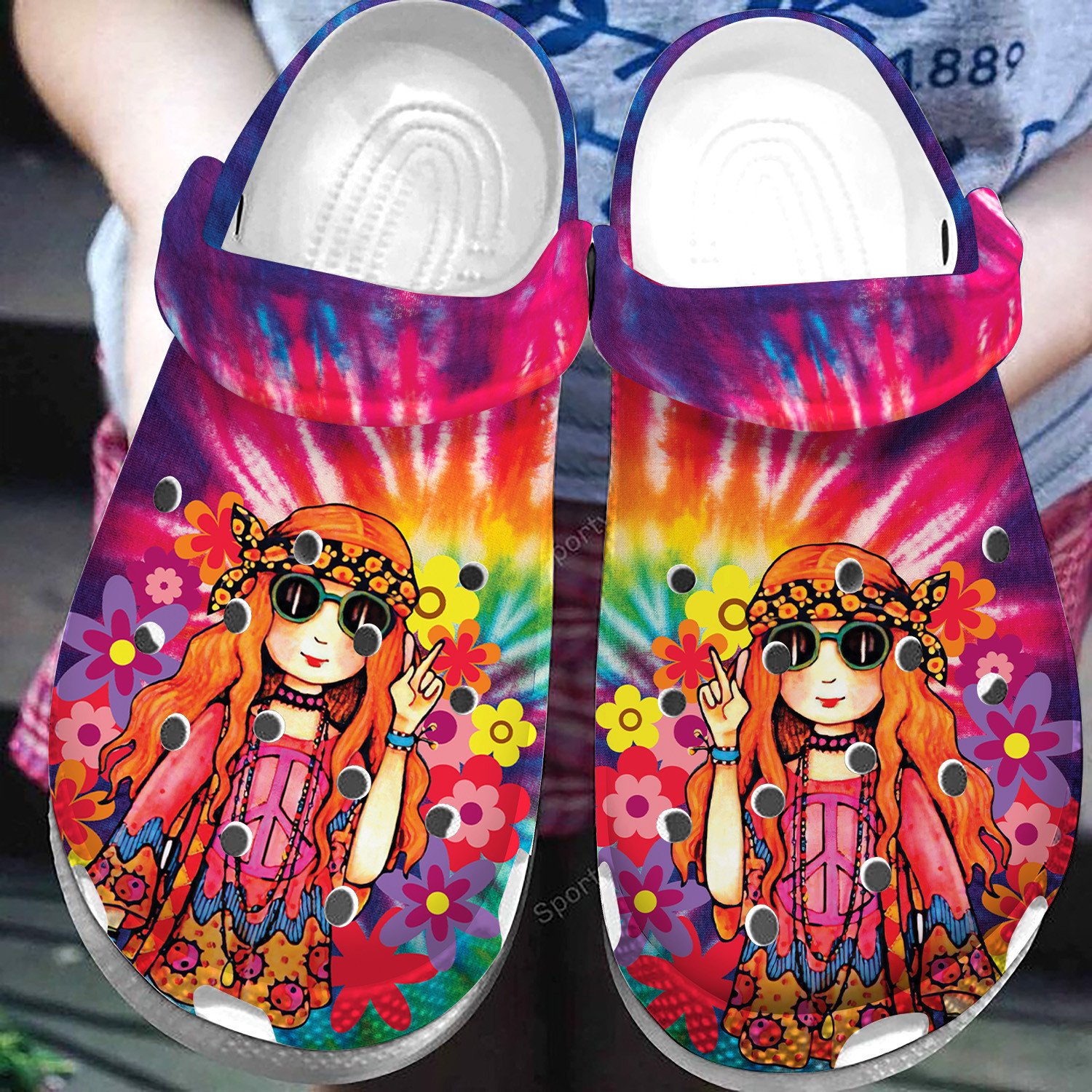 Hippie Girl Colorful Clogs Shoes