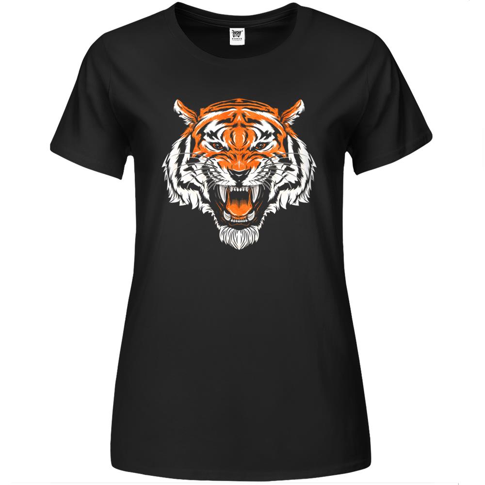 Bengal Tiger Roaring Premium Womens T Shirts