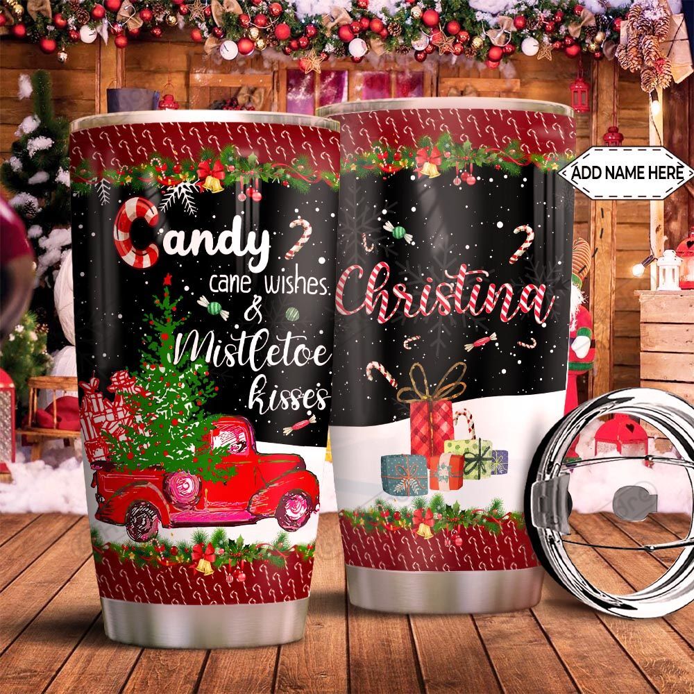 Red Truck Candy Cane Mistletoe Personalized Kd2 Hrx1911002 Stainless Steel Tumbler