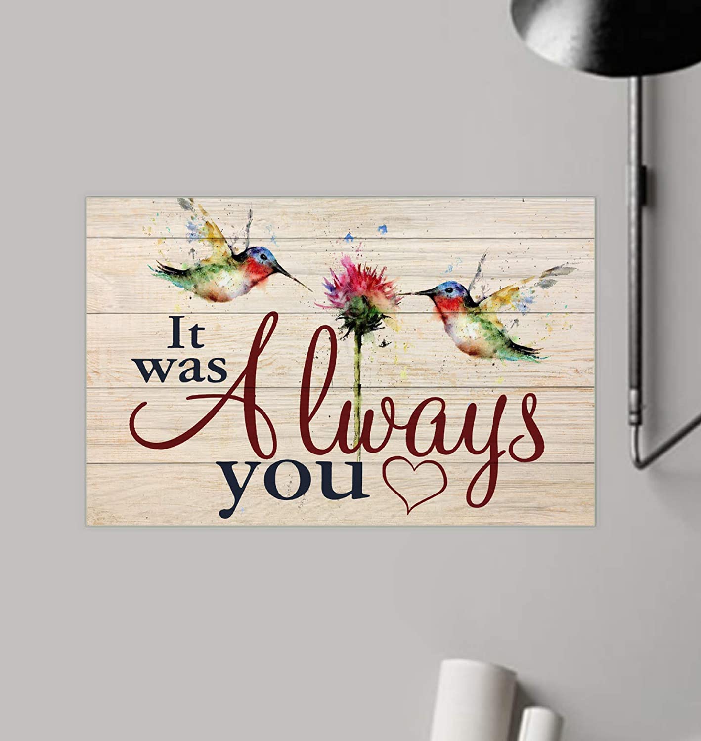 Vintage Hummingbirds And Flower – It Was Always You Poster Art Print      Home Decor Gift For Men Women Family Friend On Birthday Xmas