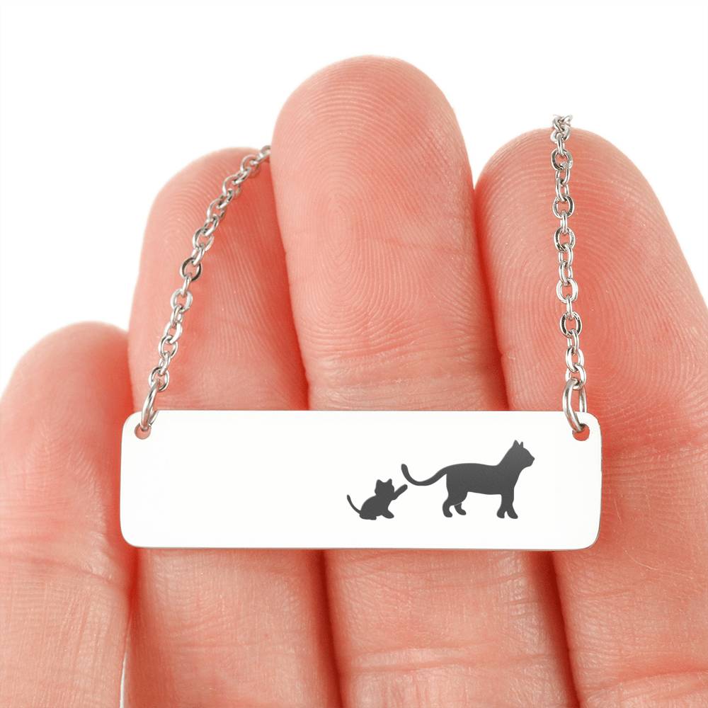 To My Mom – Personalized Mom Cat + 1 Kitten Necklace