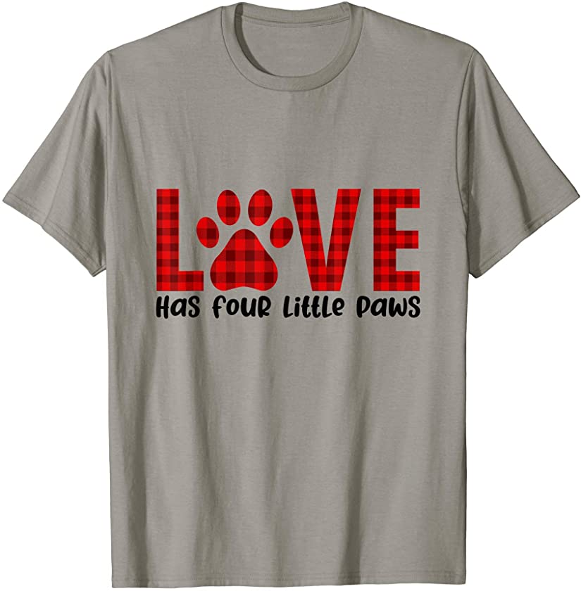 Puppy Dog Paw Print Dog Lover Heart Cat Mom Love Pet Paws T-Shirt