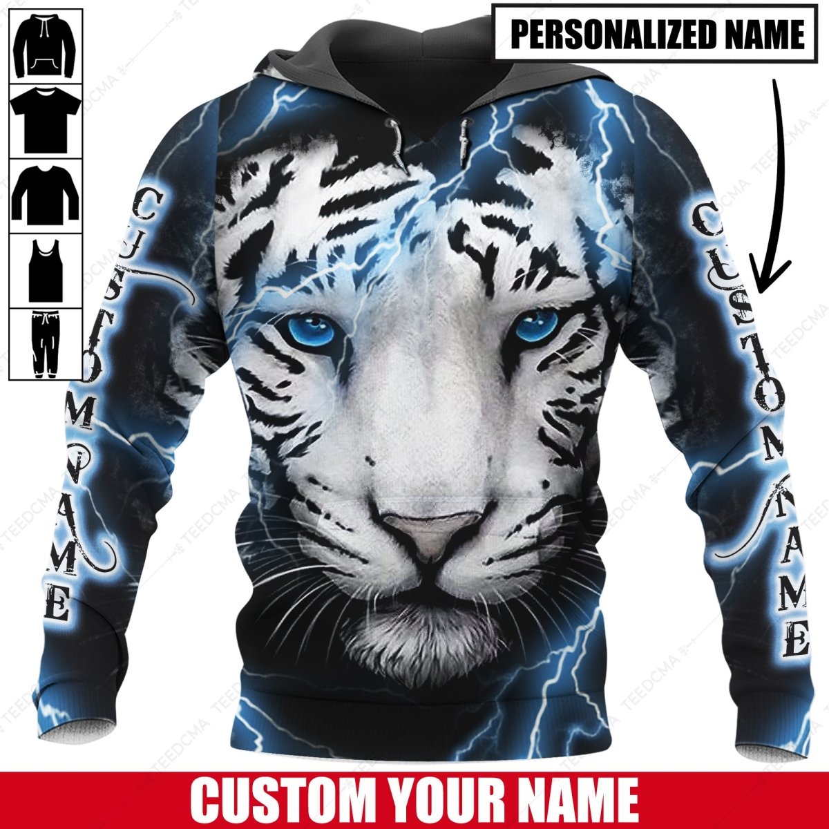 Tiger Lightning Personalzied 3D All Over Printed Apparel