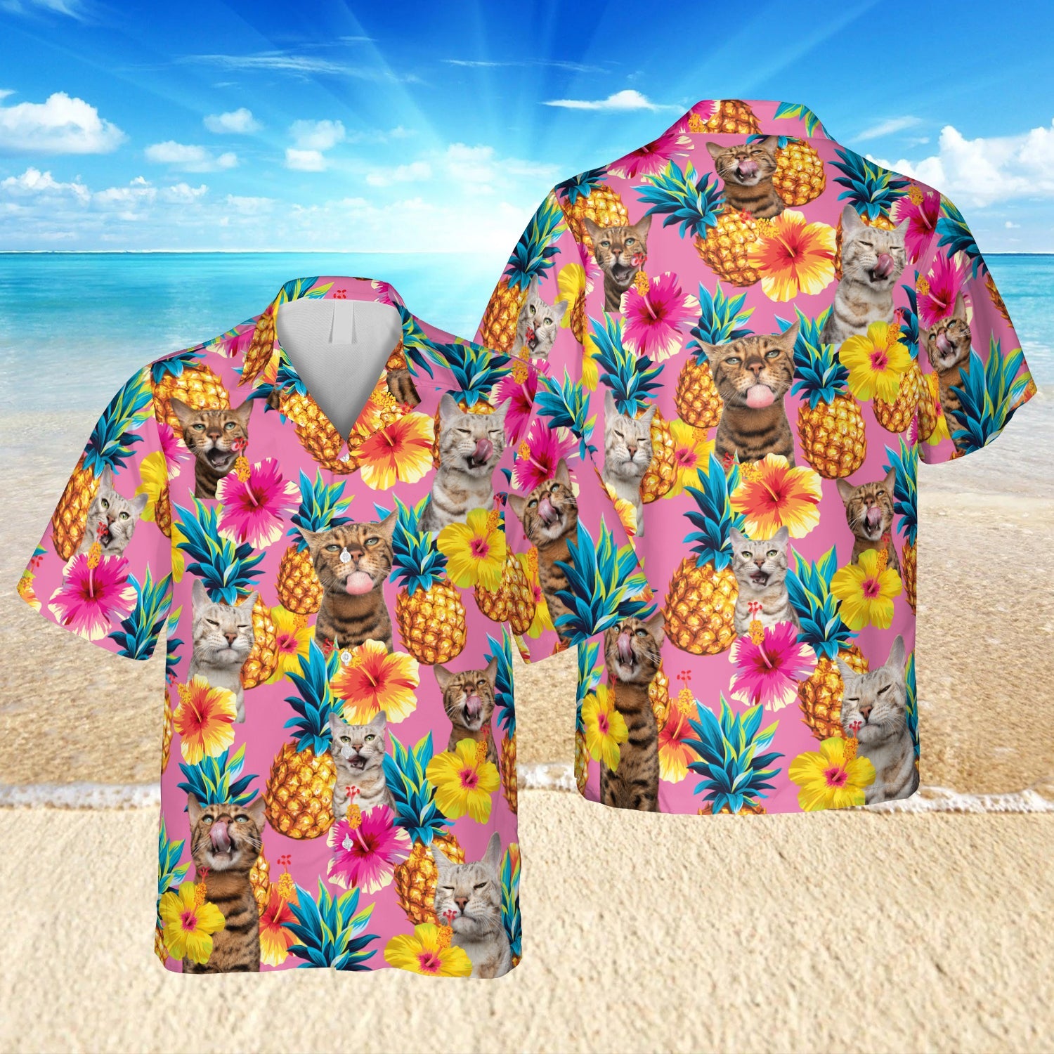 Bengal Cat Pineapples Hawaiian Vintage Apparels Ha103119