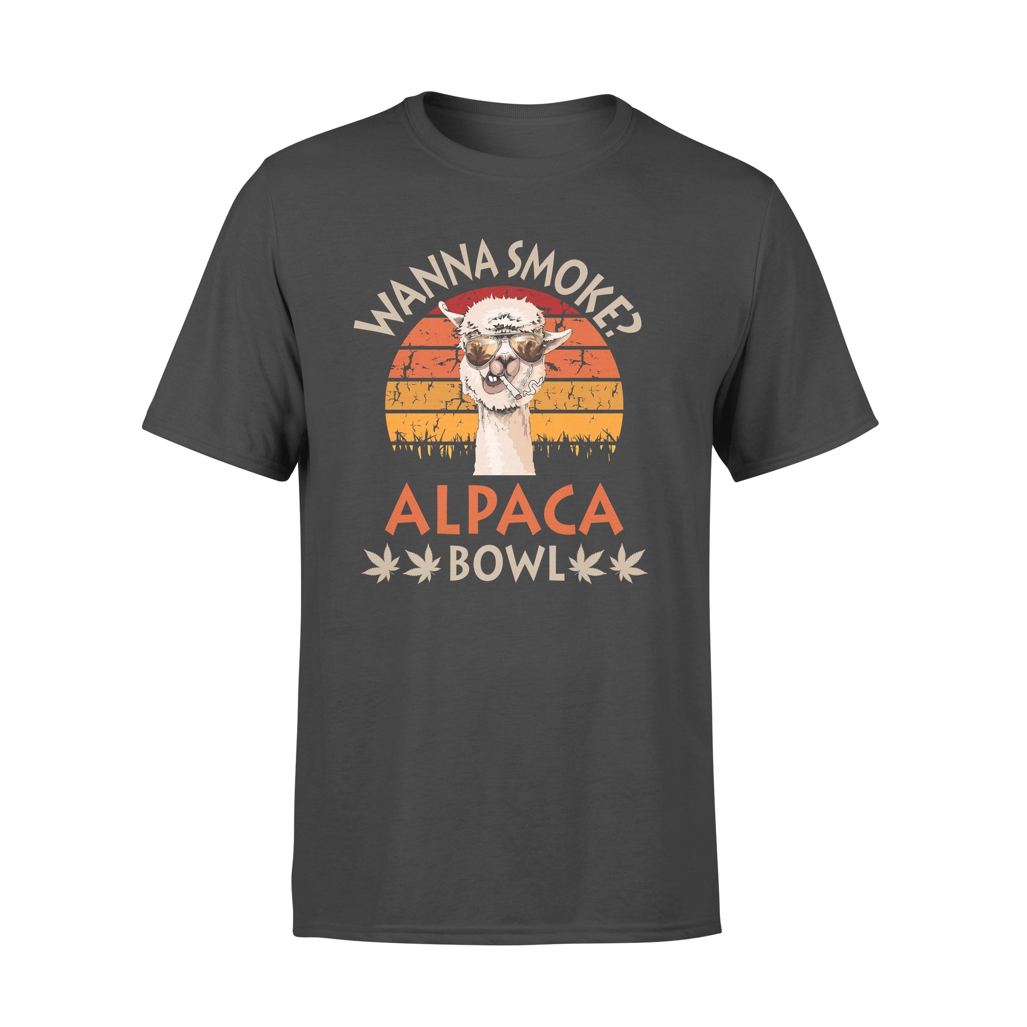 Wanna Smoke Alpaca Bowl Funny Llama Is Smoking – Premium T-shirt