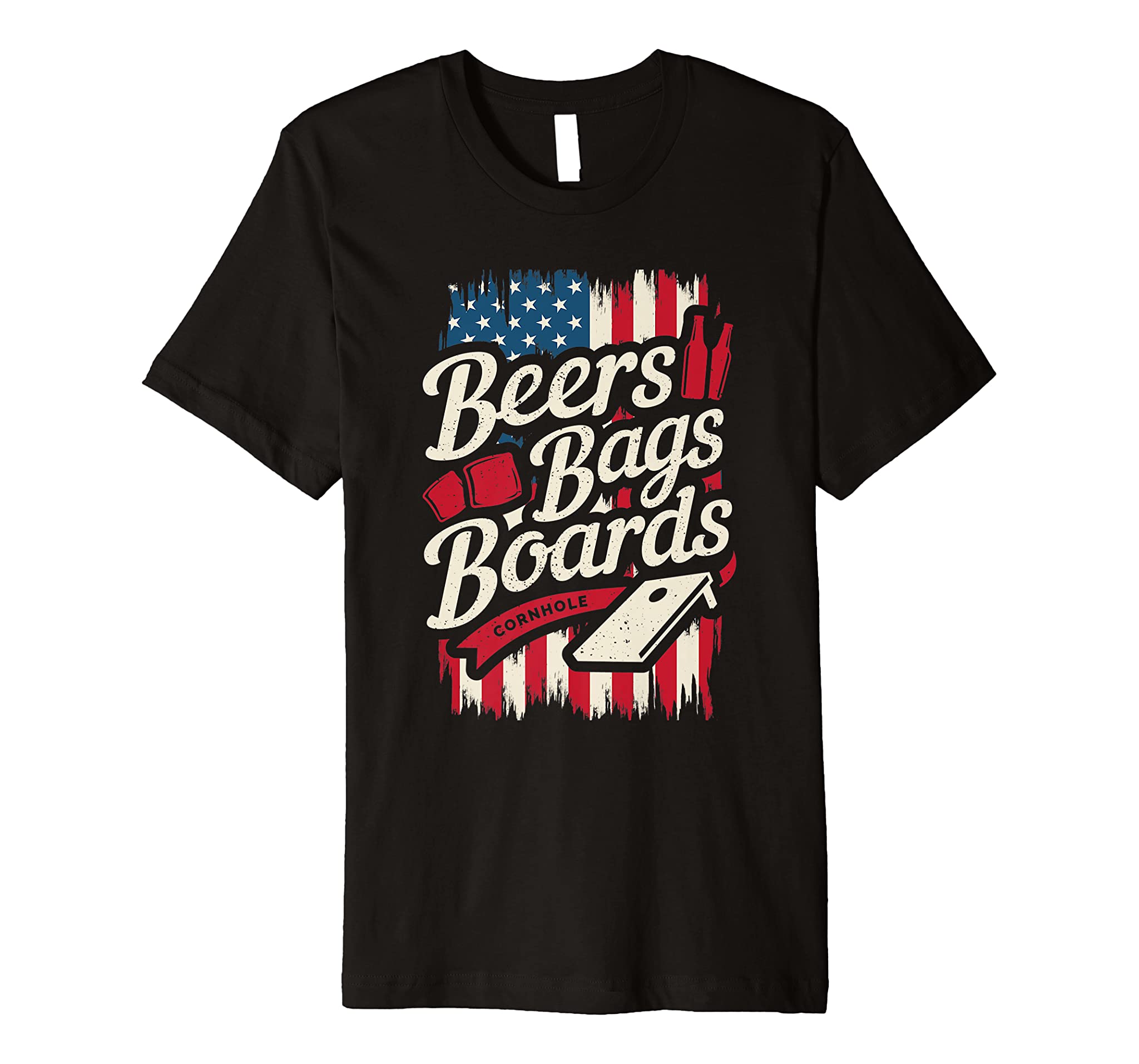 Cornhole Shirt Beers Bags Boards Patriotic 4th of July Premium T-Shirt