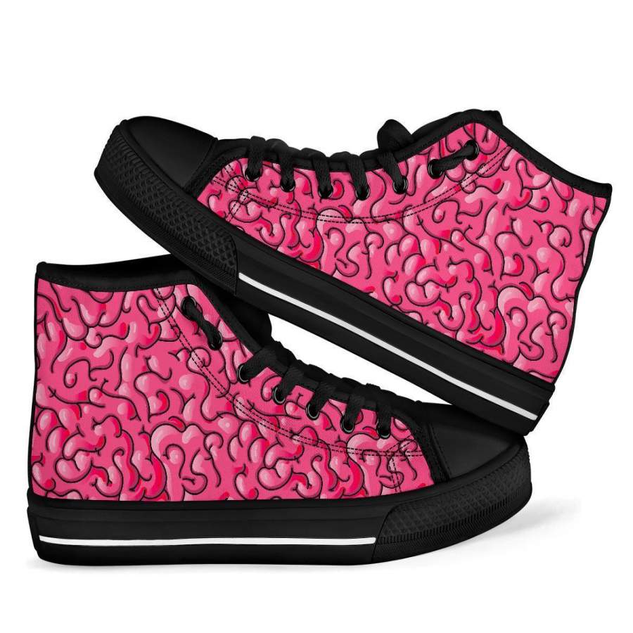 Zombie Brain Halloween Pattern Print Men Women’s High Top Shoes