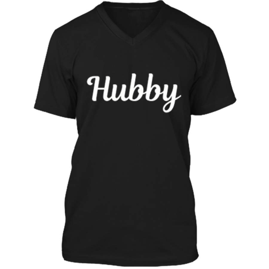 Mens Mens Hubby Couples T Shirt Husband and Wife Cute Set Tshirts Mens Printed V-Neck T