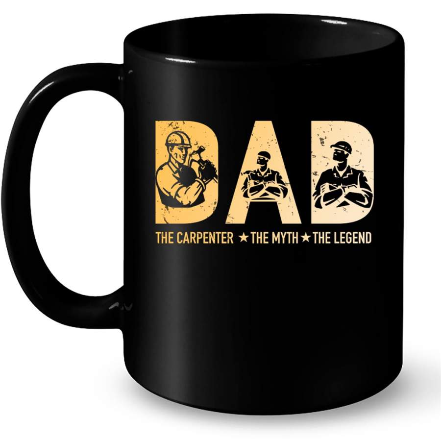 DAD The Carpenter The Myth The Legend, Classic Vintage – Full-Wrap Coffee Black Mug