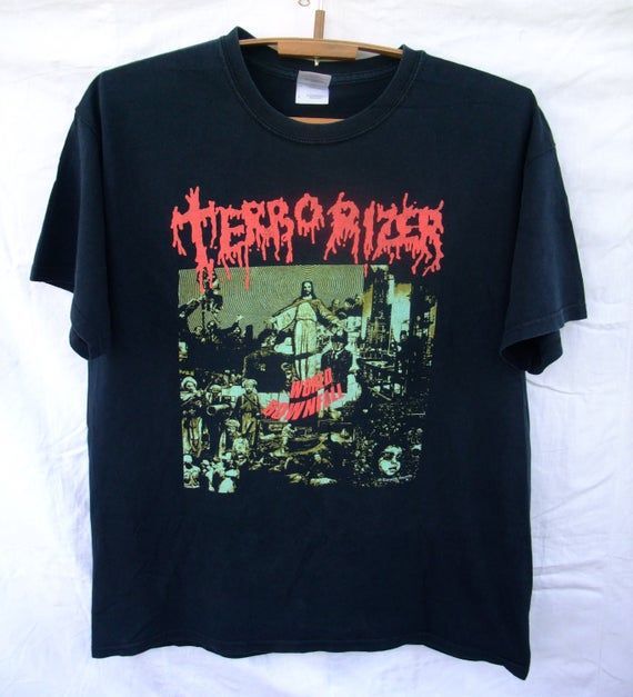 Shirt Terrorizer World Down Fall Earache Records Shirt Cotton Old School Death Metal Carcass Repulsion Napalm Death Nile Cannibal Corpse Shirt