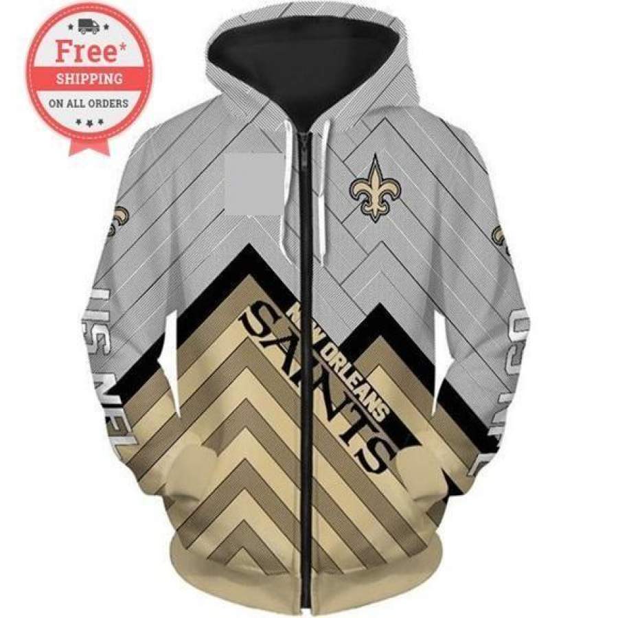 New Orleans Saints Sweatshirts Print Unisex Zip Up Hoodie Unisex 3D All Over Print