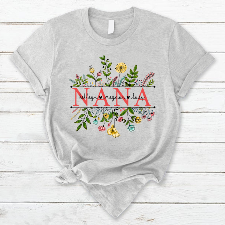 Personalized T-Shirt For Mom, Grandma, Wildflowers Nana And Grandkids T-Shirt