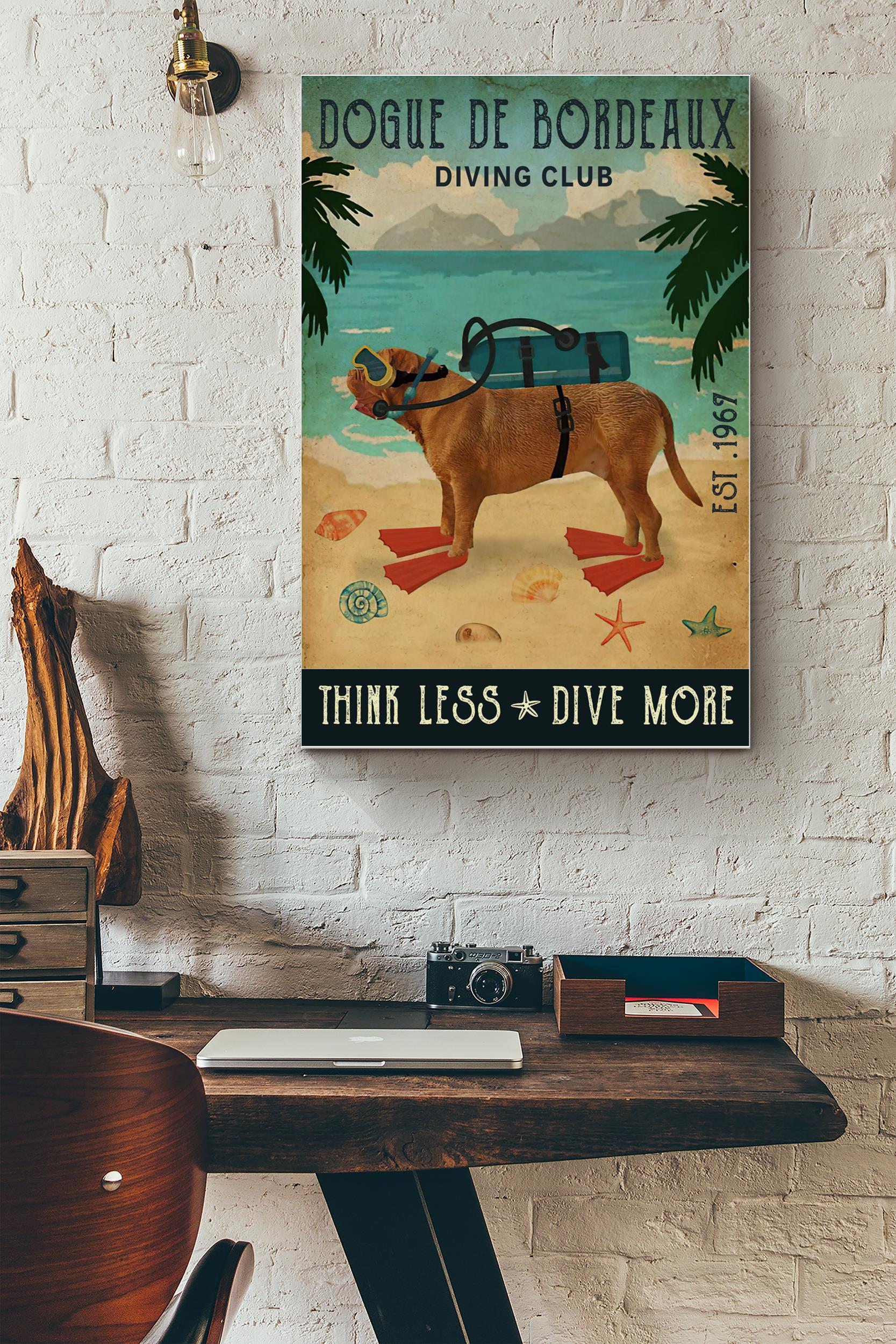 Dogue De Bordeaux Diving Club Poster – Animals Wall Art – Gift For Dog Lovers Beach Club Pitbull Foster Dog Cafe Bedroom Puppy Lovers Children Playground (Unframed) Poster