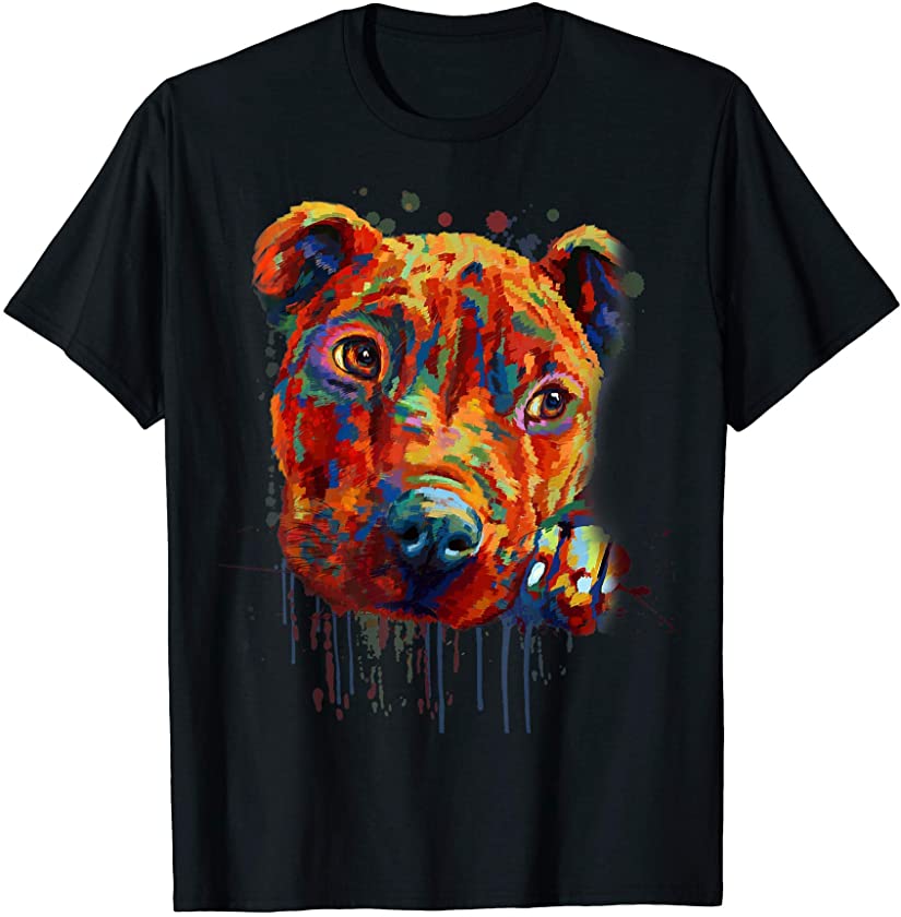 Colorful Pitbull Dog Puppy Owner Paint Lover Painting Gift T-Shirt