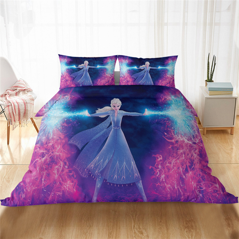 3D Printed Bedding Set Frozen Elsa Anna Princess King Bed Duvet Cover Pillowcases