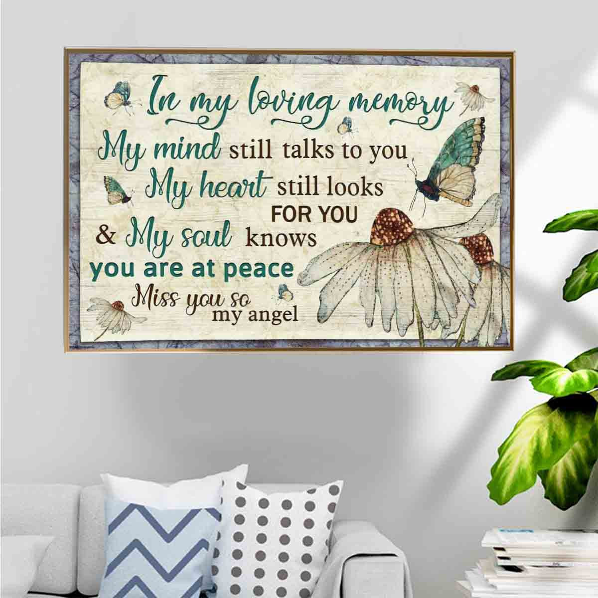 Butterflies Painting Poster – In My Loving Memory My Mind Still Talks To You Home Decoration – Gigo Smart