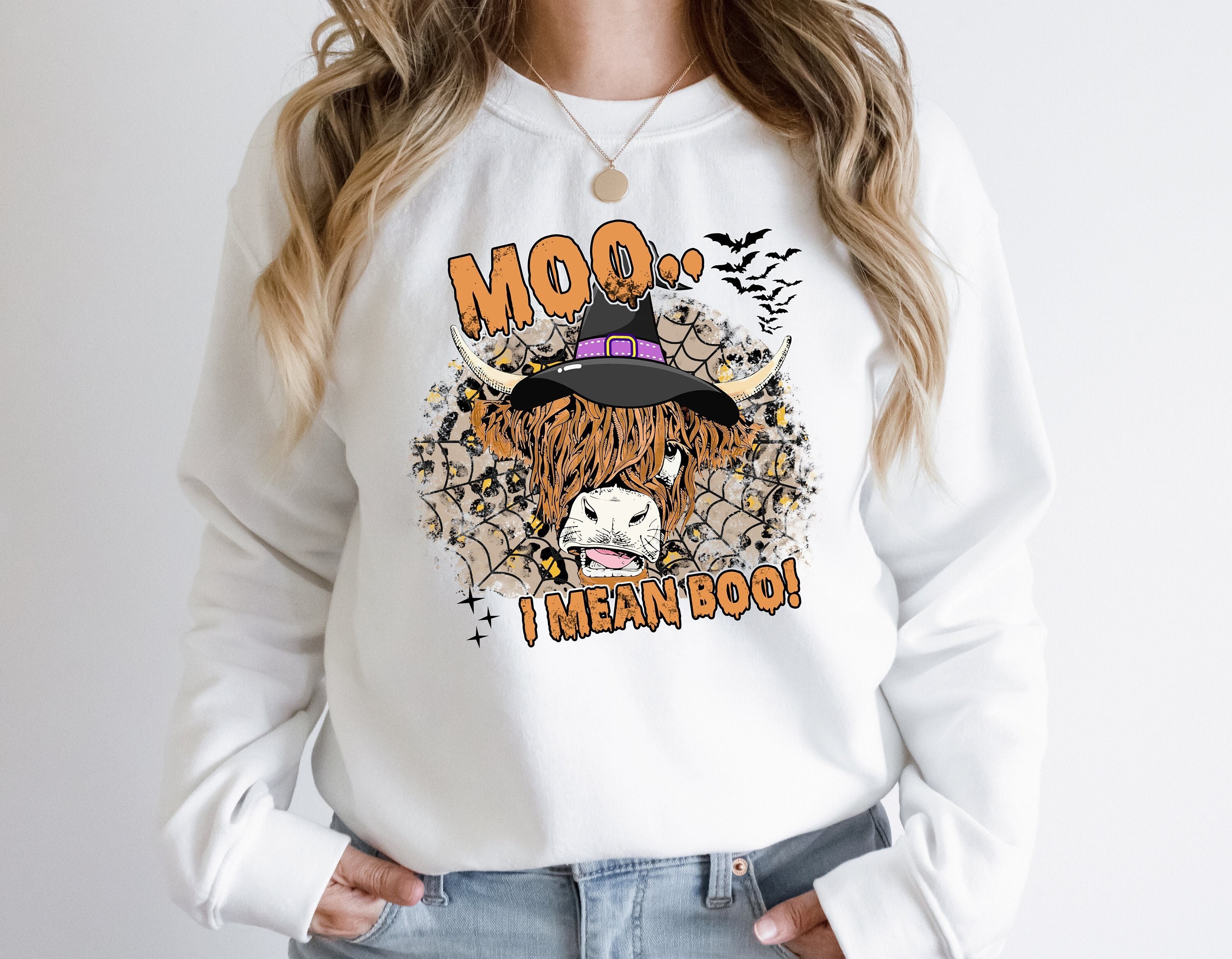 Boo Ghost Cow Halloween Sweatshirt, Moo I Mean Boo Sweatshirt, Funny Cow Sweatshirt, Funny Halloween Gifts, Halloween Shirt, Halloween sweat