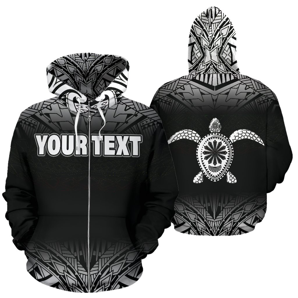 Turtle All Over Custom Personalised Zip-Up Hoodie – Polynesian Black Fog Style – BN09