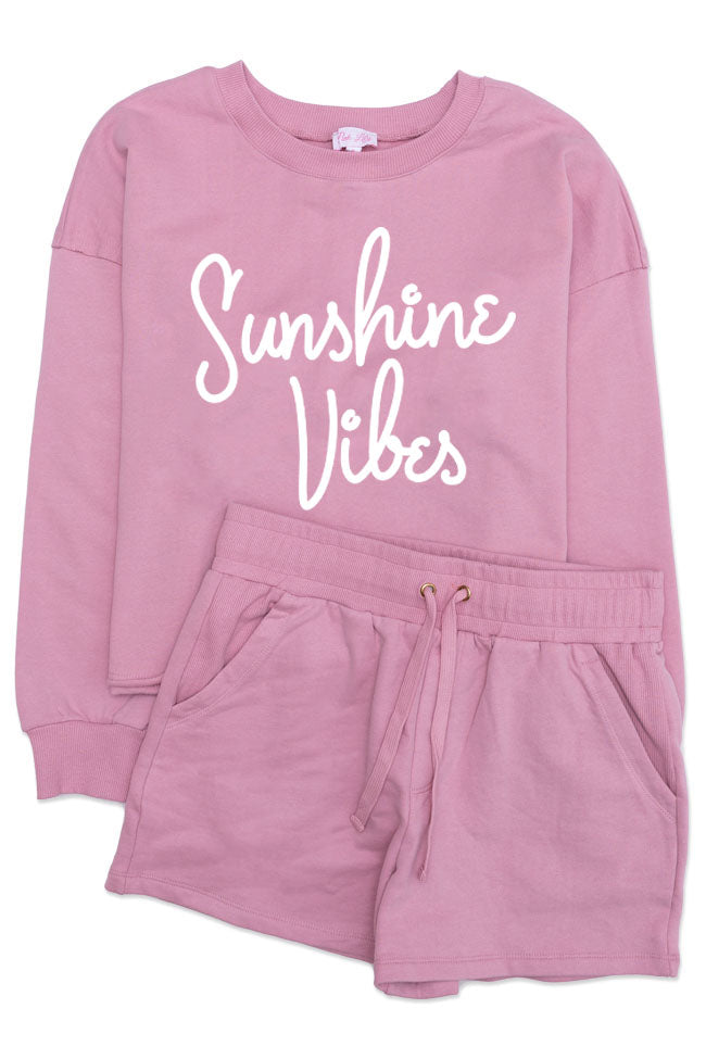 Sunshine Vibes Pink Cropped Graphic Sweatshirt