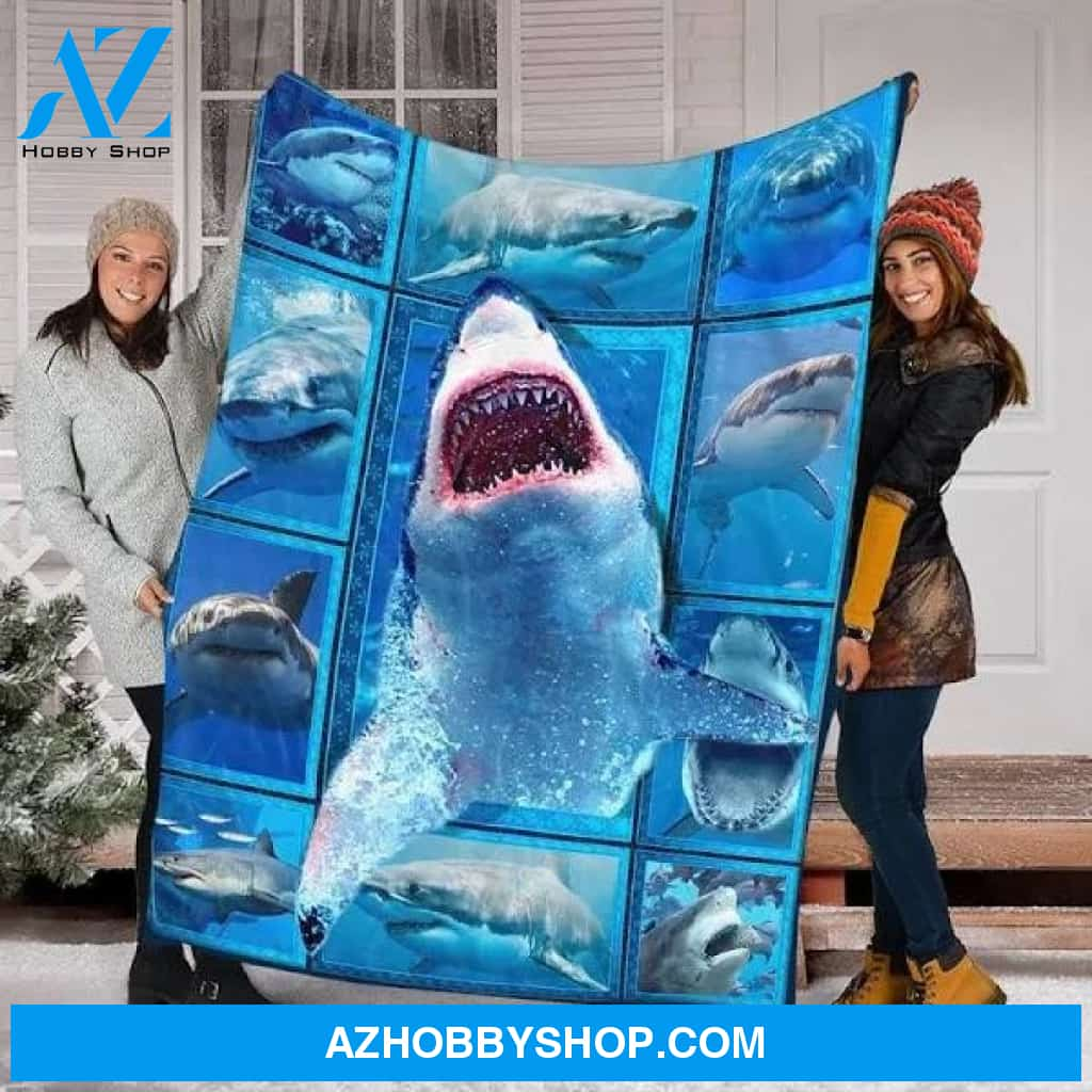 Tee4Lives  Custom Blanket 3D Shark Blanket – Fleece Blanket  Medium