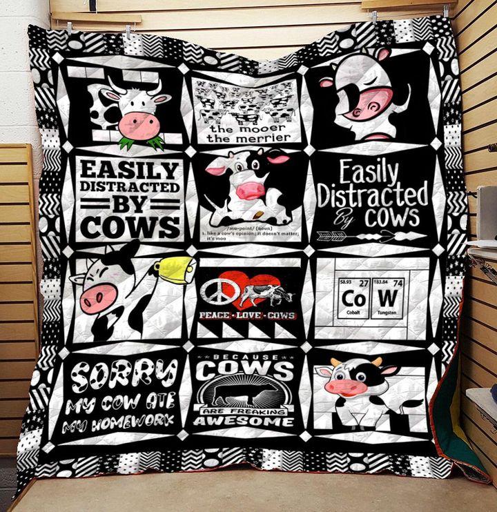 Cartoon Cow – Peace Love Cow Blanket Gift For Cow Lovers Her Friend Birthday Gift Home Decor Bedding Couch Sofa Soft And Comfy Cozy