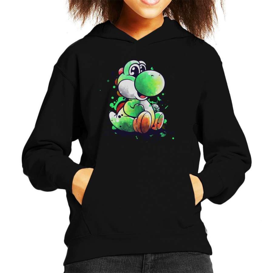 Yoshi Watercolour Super Mario Kid’s Hooded Sweatshirt