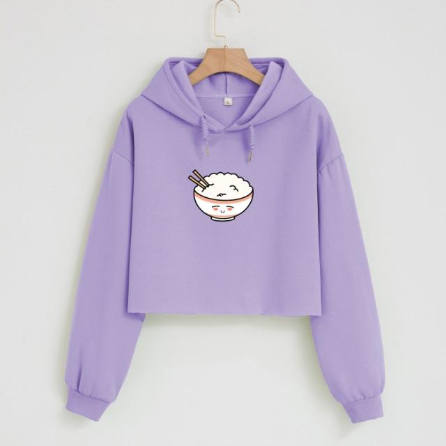 Sleeping Riceo The Rice Bowl Soft Cropped Hoodie