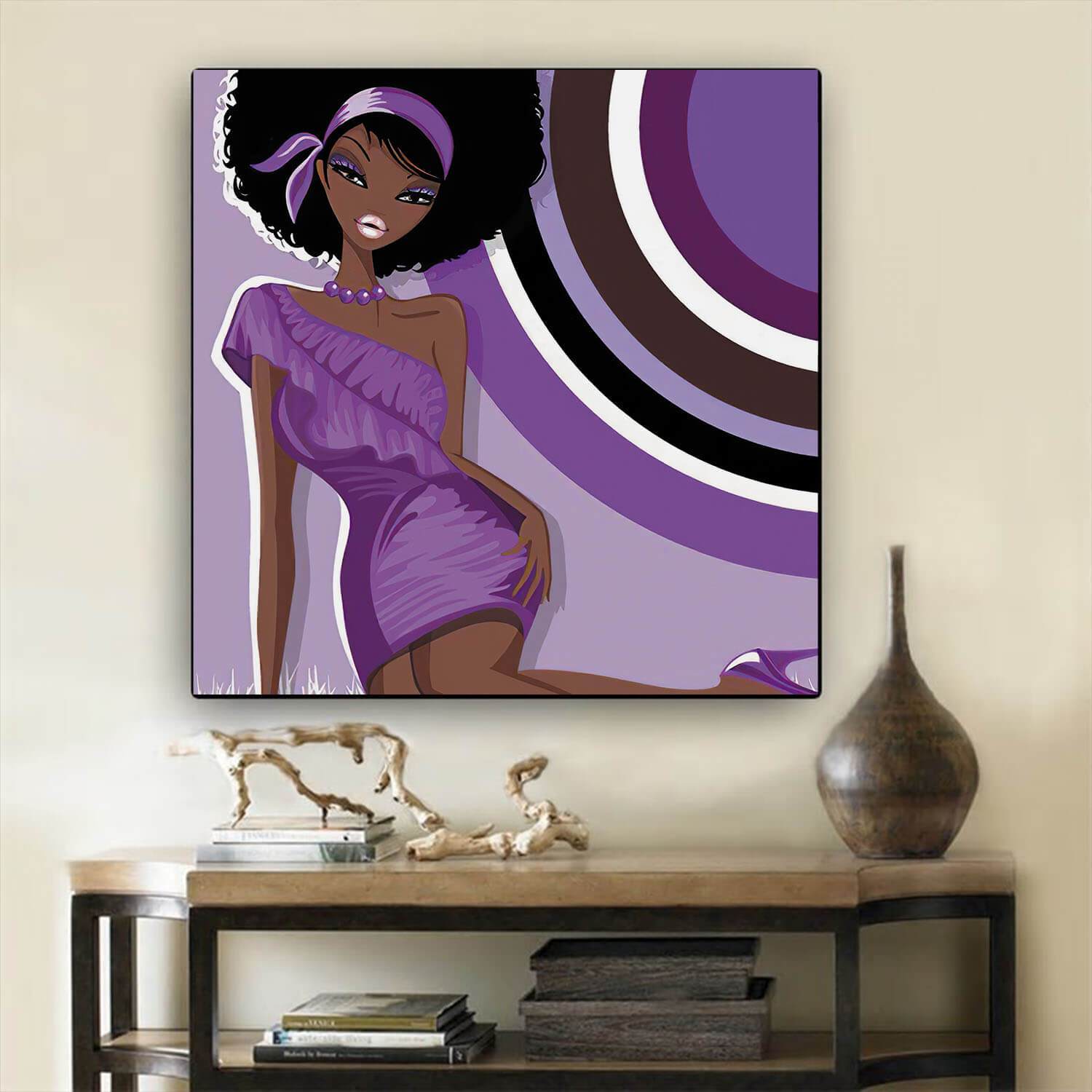 African Canvas Art Pretty Afro American Girl African American Framed Art Afrocentric Home Decor Ideas BPS68958