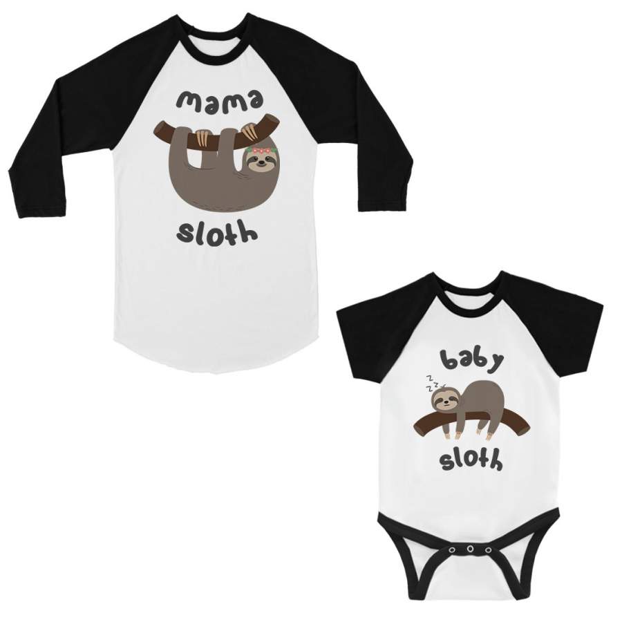 Mama Baby Sloth Mom Baby Matching Baseball Shirts Mother’s Day Gift