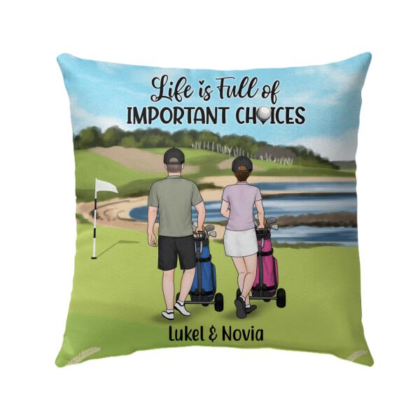 Personalized Pillow, Golf Pushing Cart Partners – Couple And Friends, Gift For Golf Lovers