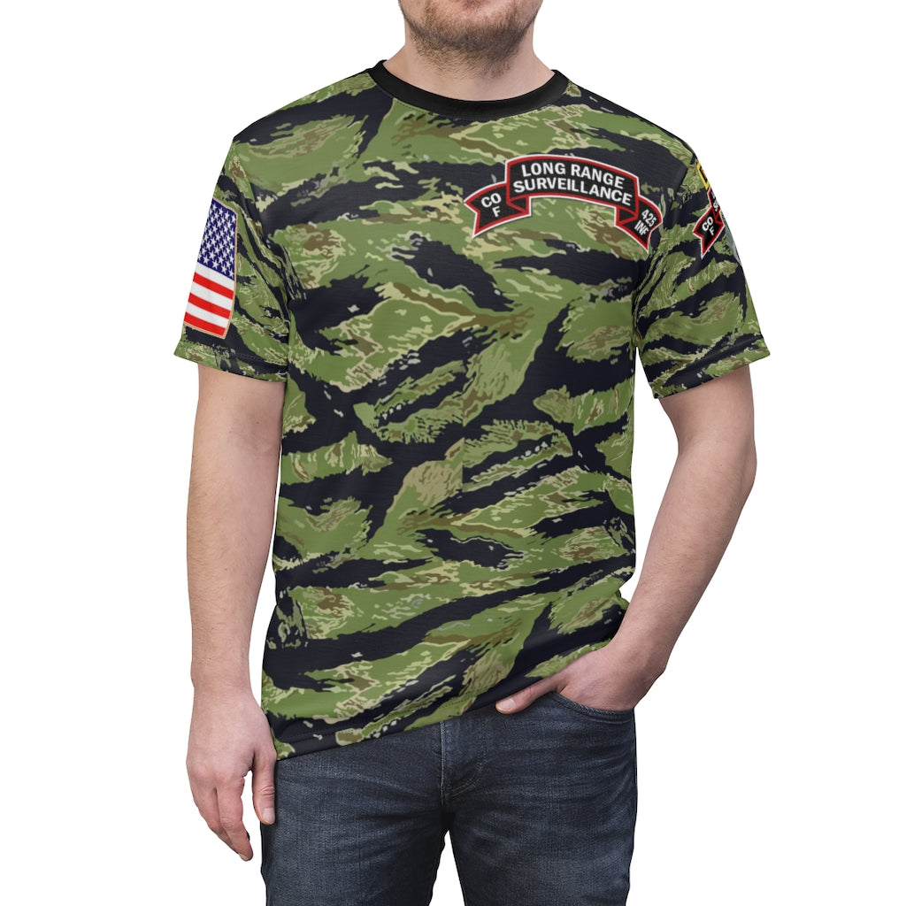 All Over Printing – Army – F Company, 425Th Long Range Surveillance (Ranger) – Military Tiger Stripe Jungle Camouflage Shirt