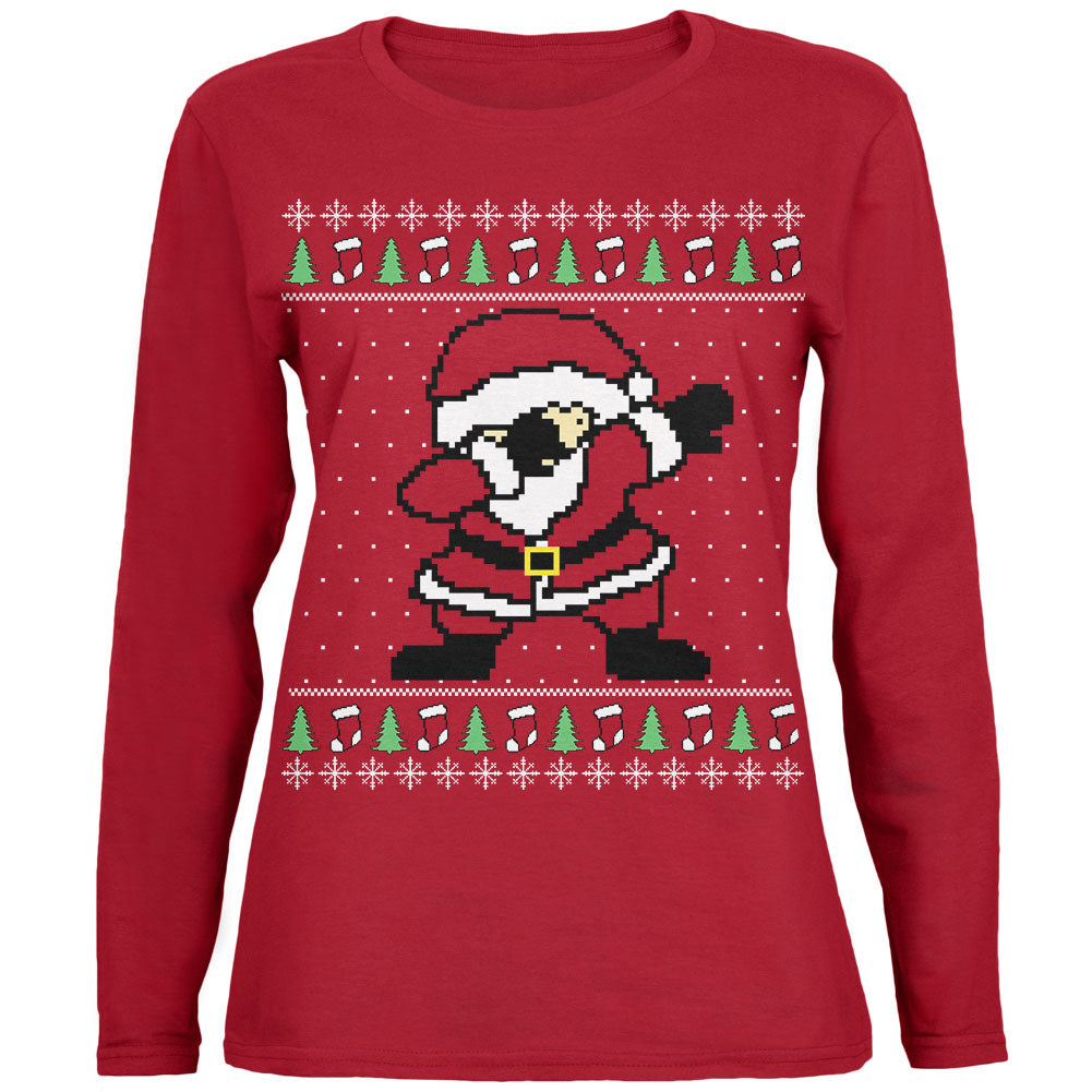 Ugly Christmas Sweater Dabbing Santa Claus Womens Long Sleeve T Shirt