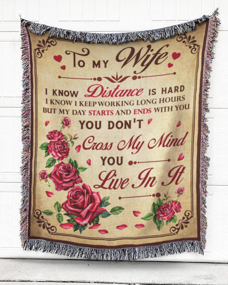 Woven Throw For Wife Wedding Anniversary Gift, You Live In My Mind, Cotton Blanket