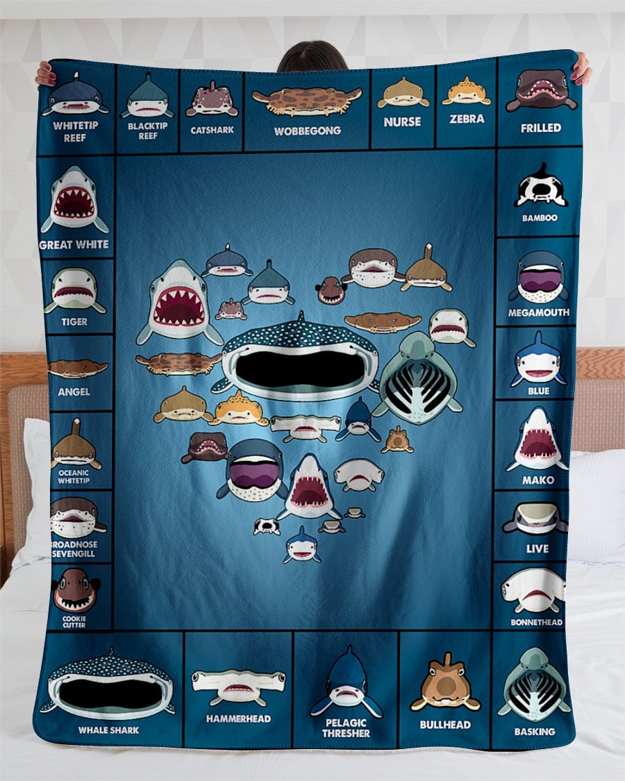 Baby Shark Family Blanket| Sherpa Woven Blankets| Christmas Gifts