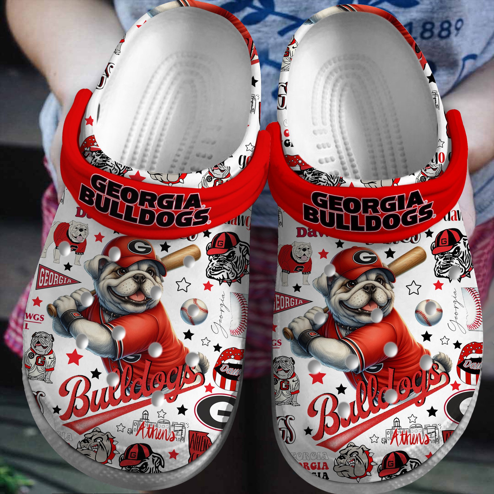 Georgia Bulldogs Football NCAA SportCrocss Crocband Clogs Shoes Comfortable For Men Women and Kids