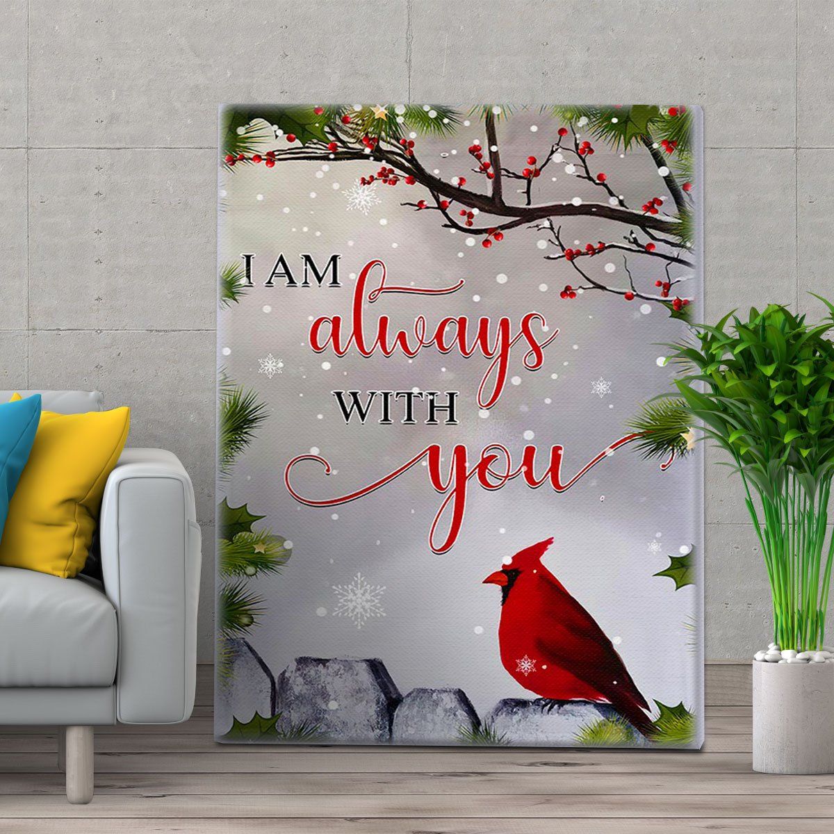 Personalized I Am Always With You Cardinal Wall Art For Christmas Gift – Canvas Prints Poster Wall Art