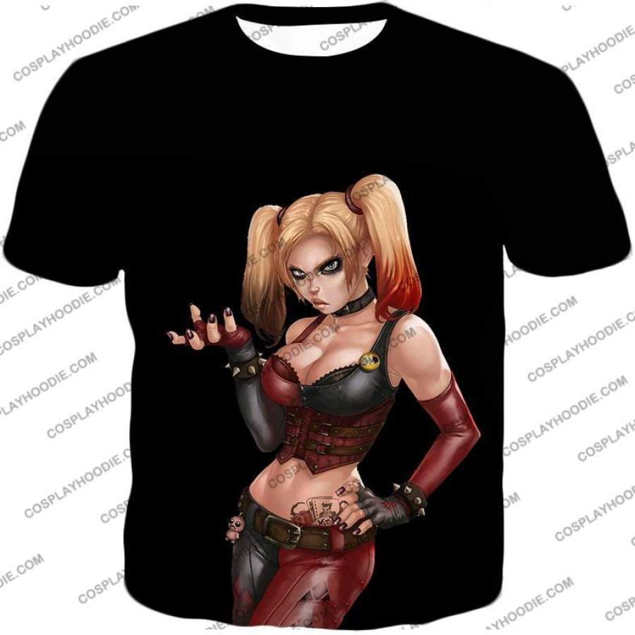 Super Cool Harley Quinn HD Graphic Black T-Shirt HQ014