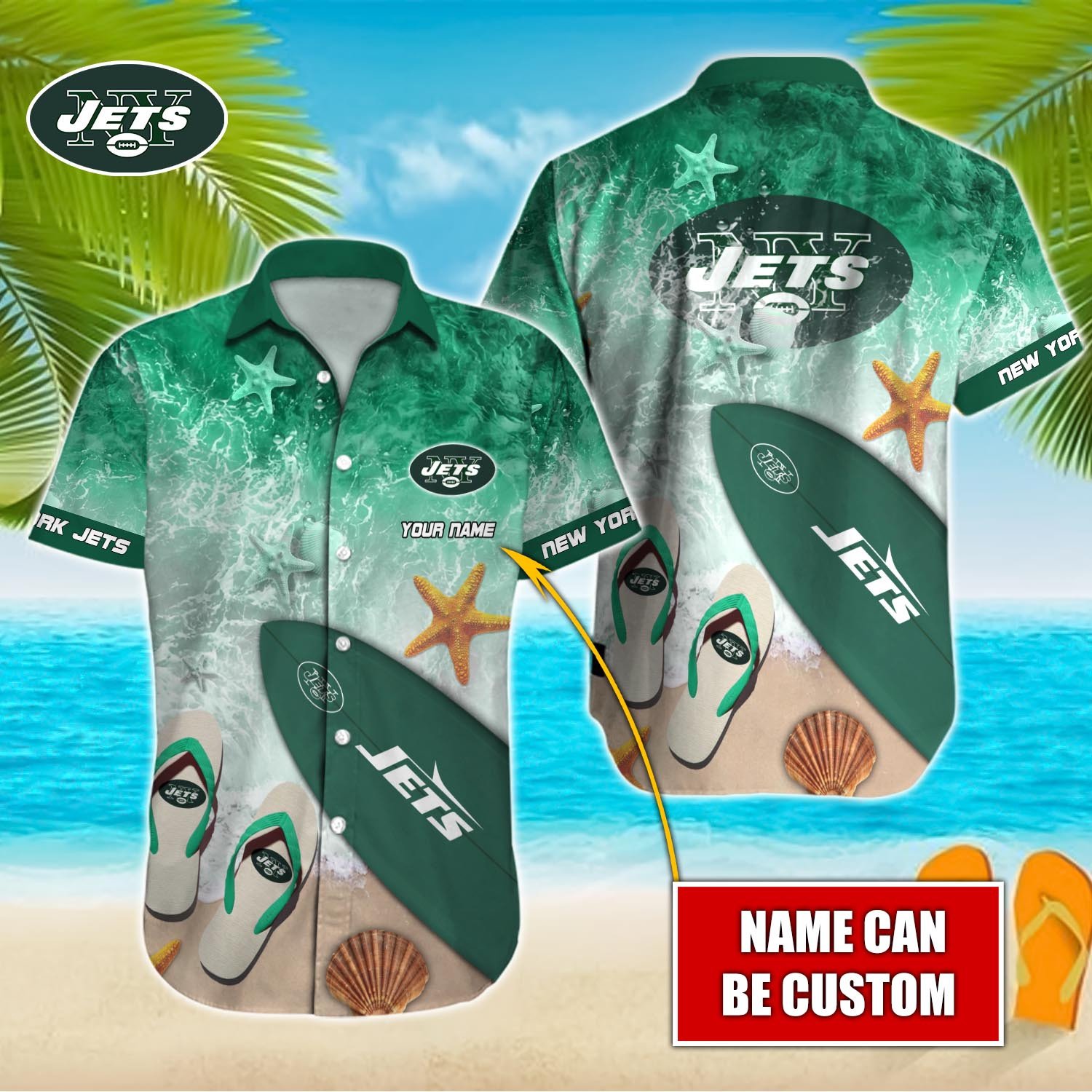 New York Jets Custom Name Hawaiian Shirt T-39910 - Funnymugsandshirts Fashion