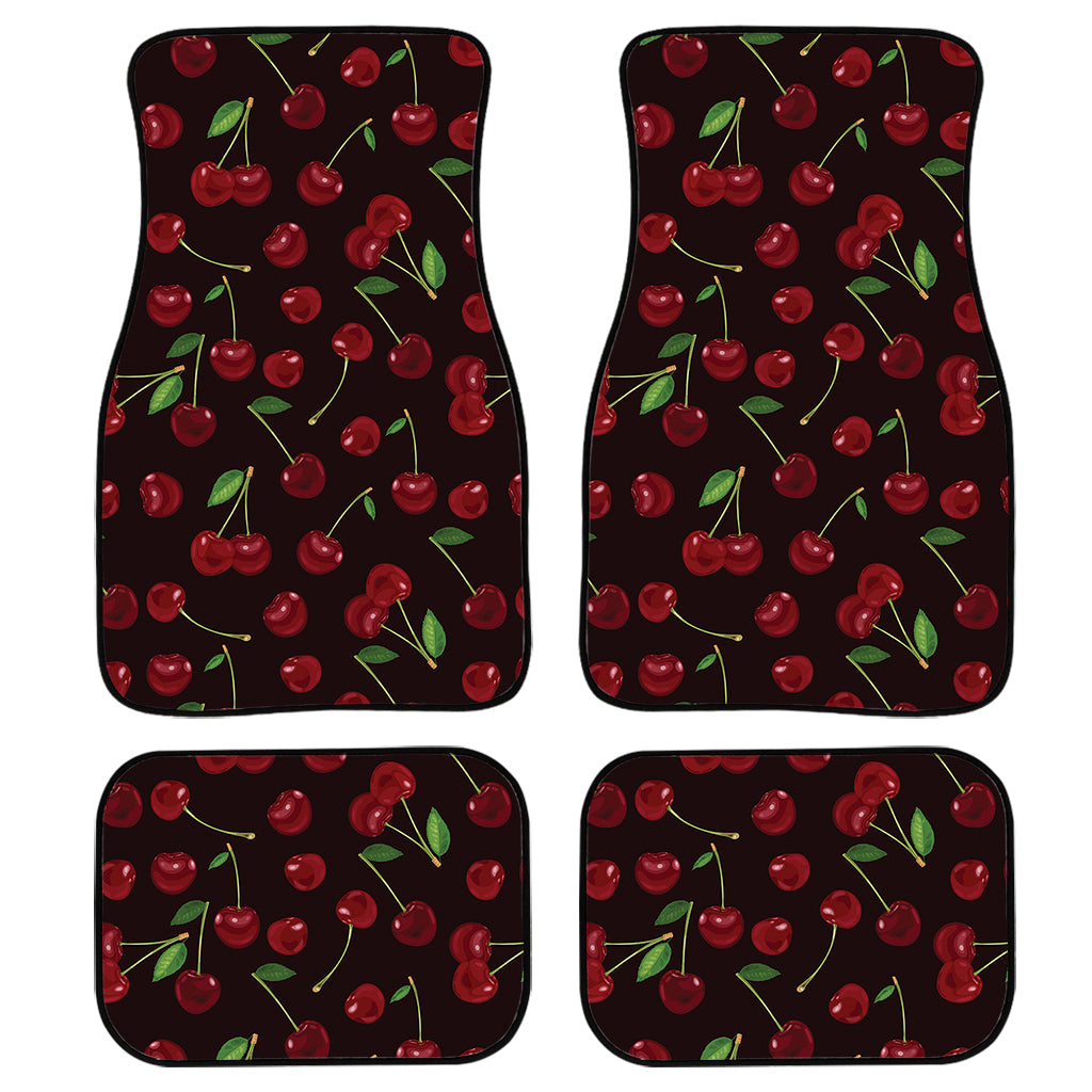 Cherry Fruit Pattern Print Front And Back Car Floor Mats, Front Car Mat