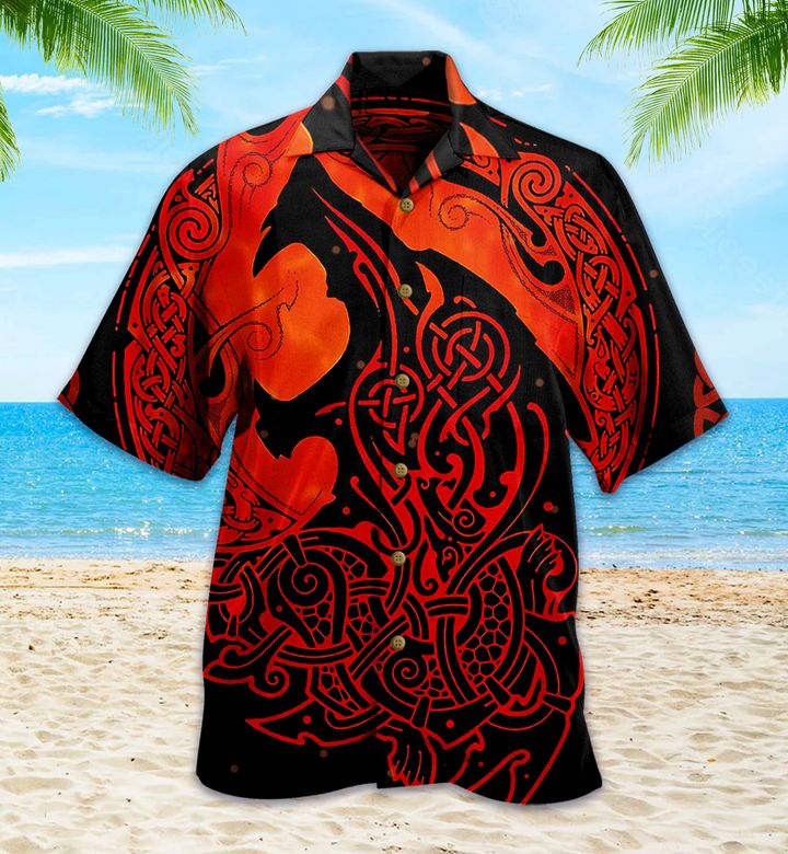 Viking Wolf Red Hawaii Shirt Ha84299