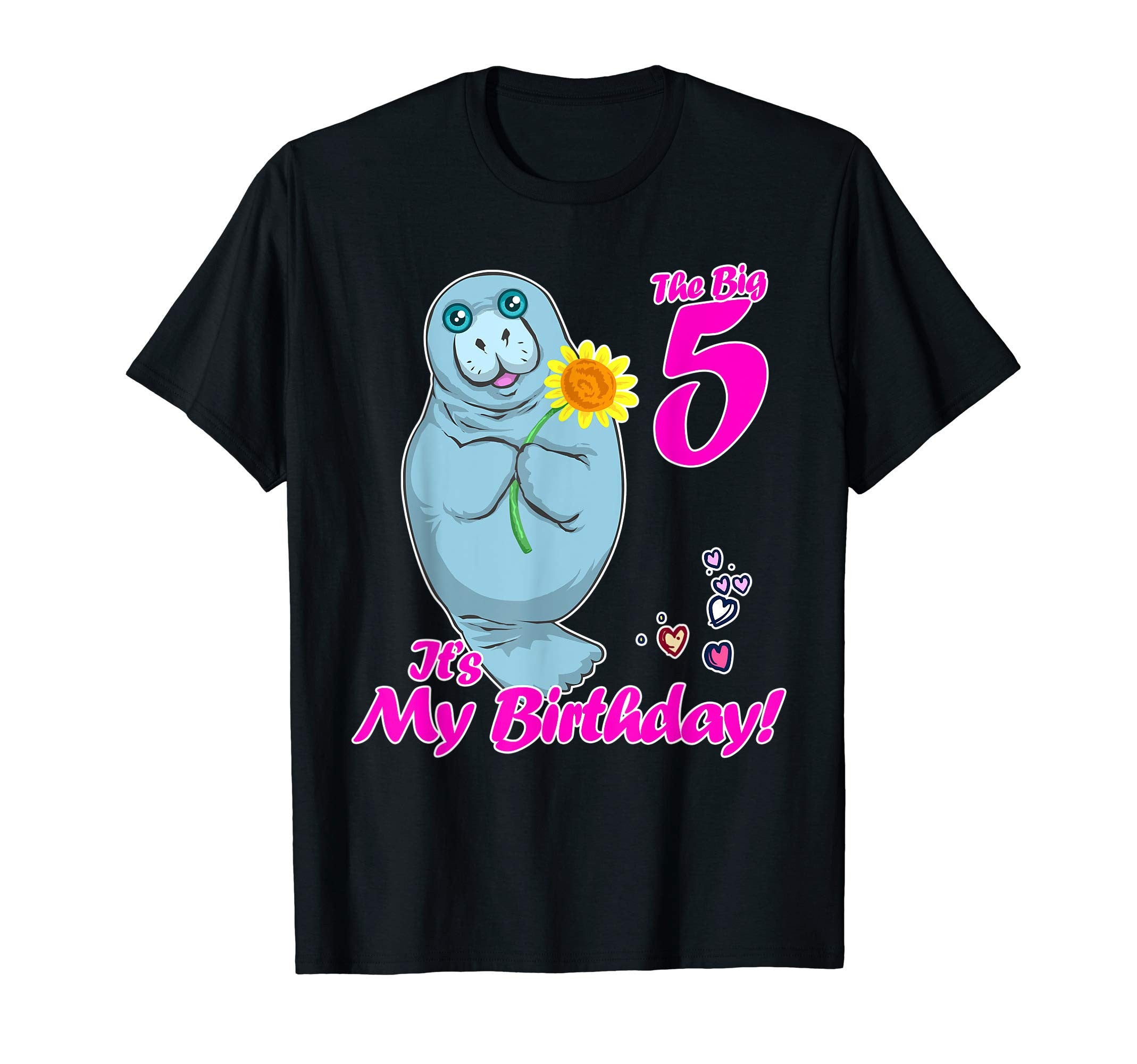 5 Years Old Manatee Sunflower Its My Birthday Girls Gift Premium T Shirt