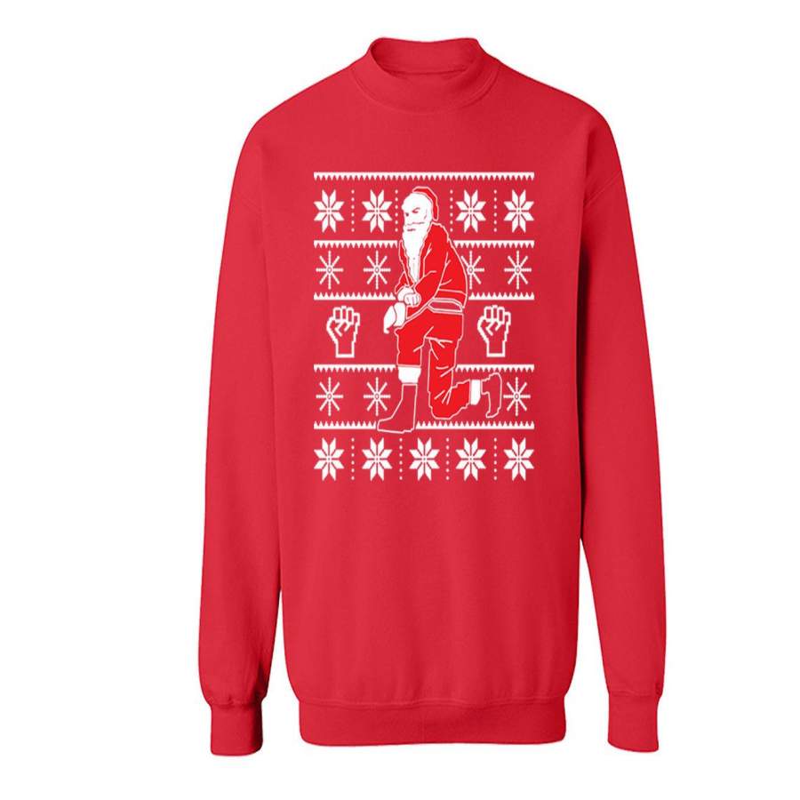 XtraFly Apparel Kneeling Santa Ugly Christmas Pullover Crewneck-Sweatshirt