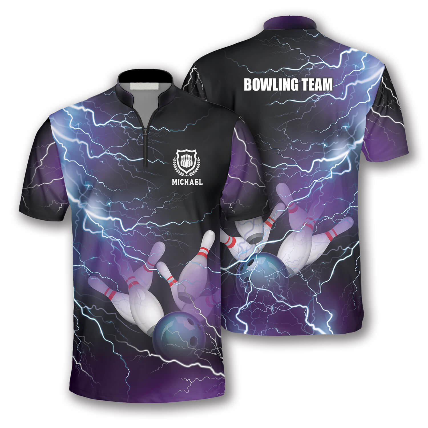 Bowling Strike Thunder Lightning Custom Bowling Jerseys For Men, Uniform Shirt For Bowling Team