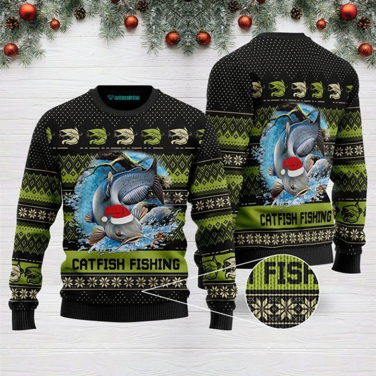 Catfish Fishing For Ugly Christmas Sweater | Unisex | Full Size | Adult | Colorful | US3028