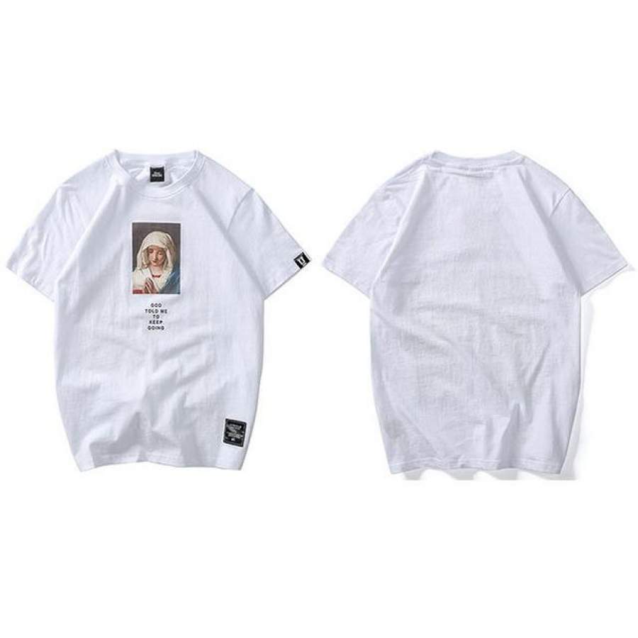 Summer Men’s T Shirts Virgin Mary Printed Casual Short Sleeve T-Shirt Cotton Hip Hop Tops Tee Fashion Street wear T shirt