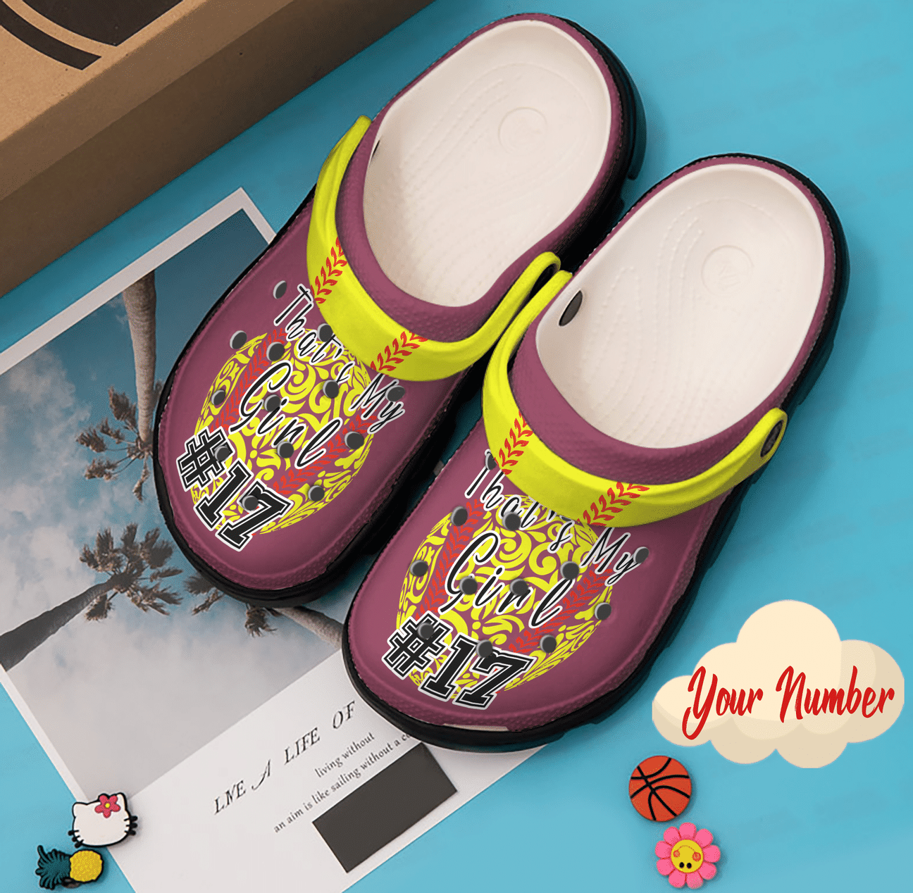 Softball Personalized Clog, Custom Name, Text, Color, Number Fashion Style For Women, Men, Kid, Print 3D That’S My Girl