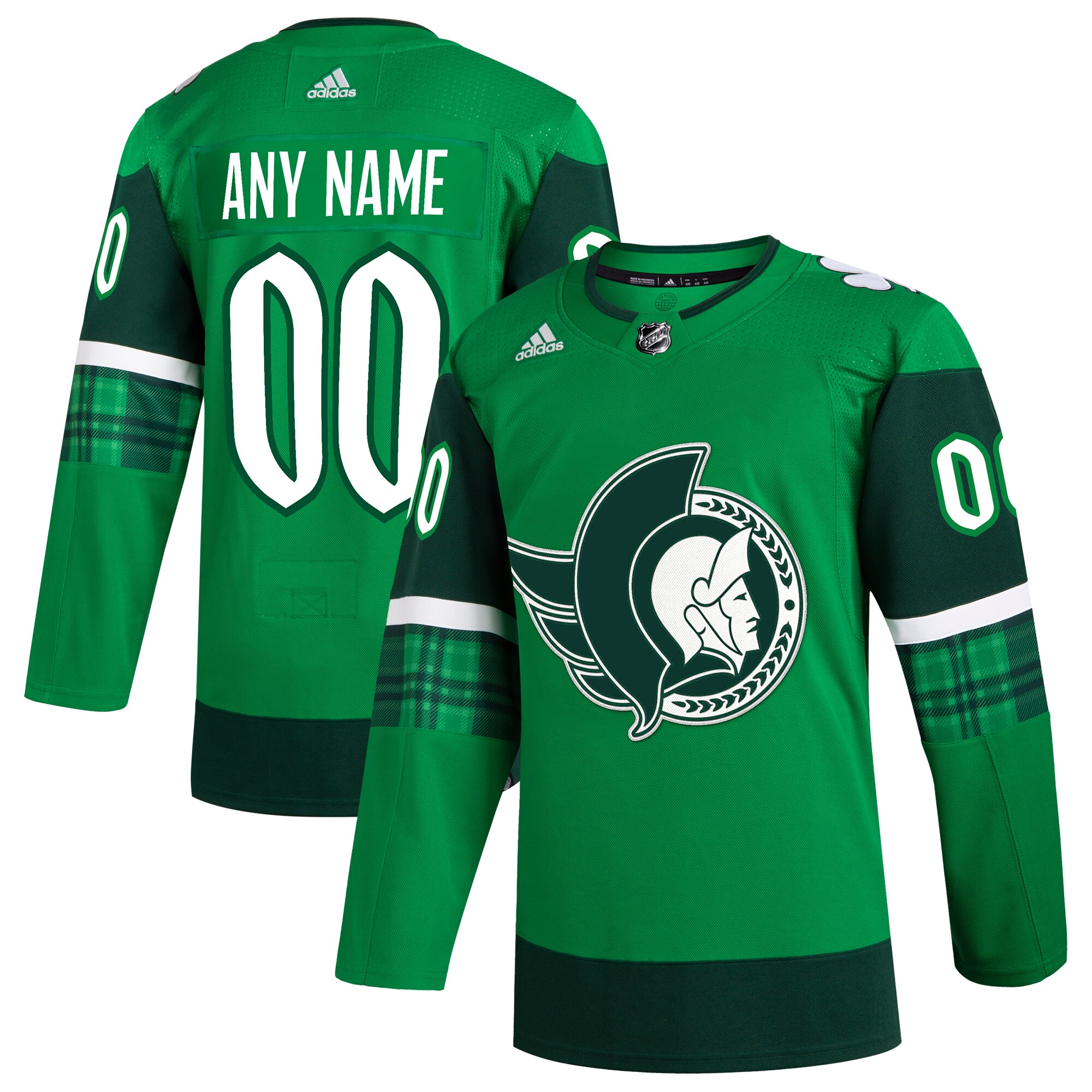 Men's Ottawa Senators adidas Kelly Green St. Patrick's Day Authentic Custom Jersey