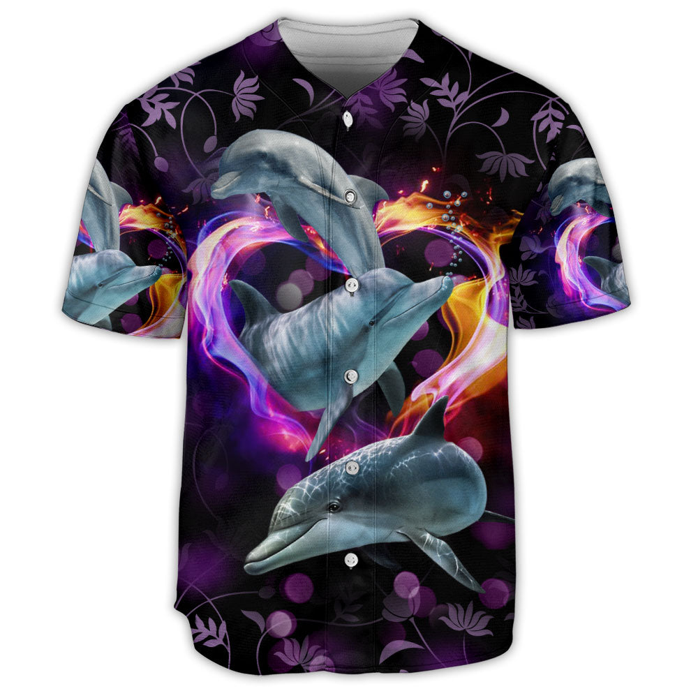 Dolphin Colorful Heart Shape Art  – Baseball Jersey