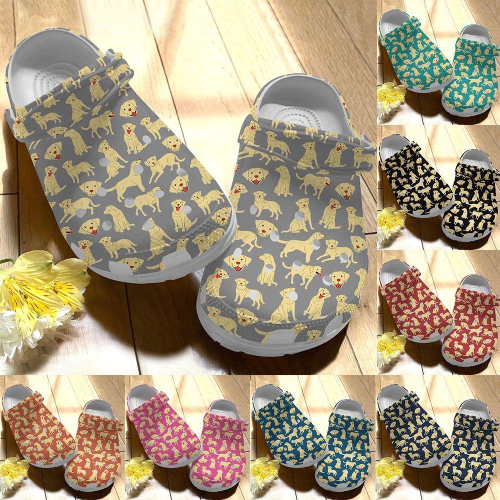 Labrador Personalize Clog, Custom Name, Text, Fashion Style For Women, Men, Kid, Print 3D Whitesole Golden Labrador Pattern