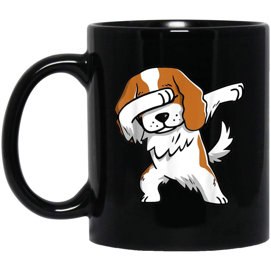 Funny Dabbing Cavalier King Charles Spaniel Dog Gift 11 oz 15 oz Mug Black